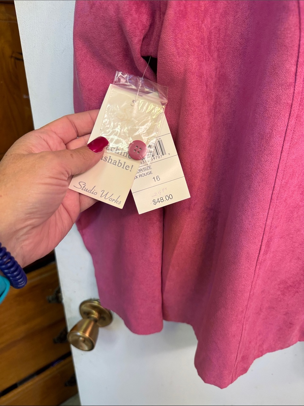 Studio Works Rose-Pink Zip-Front Collarless Jacket - Picture 5 of 6